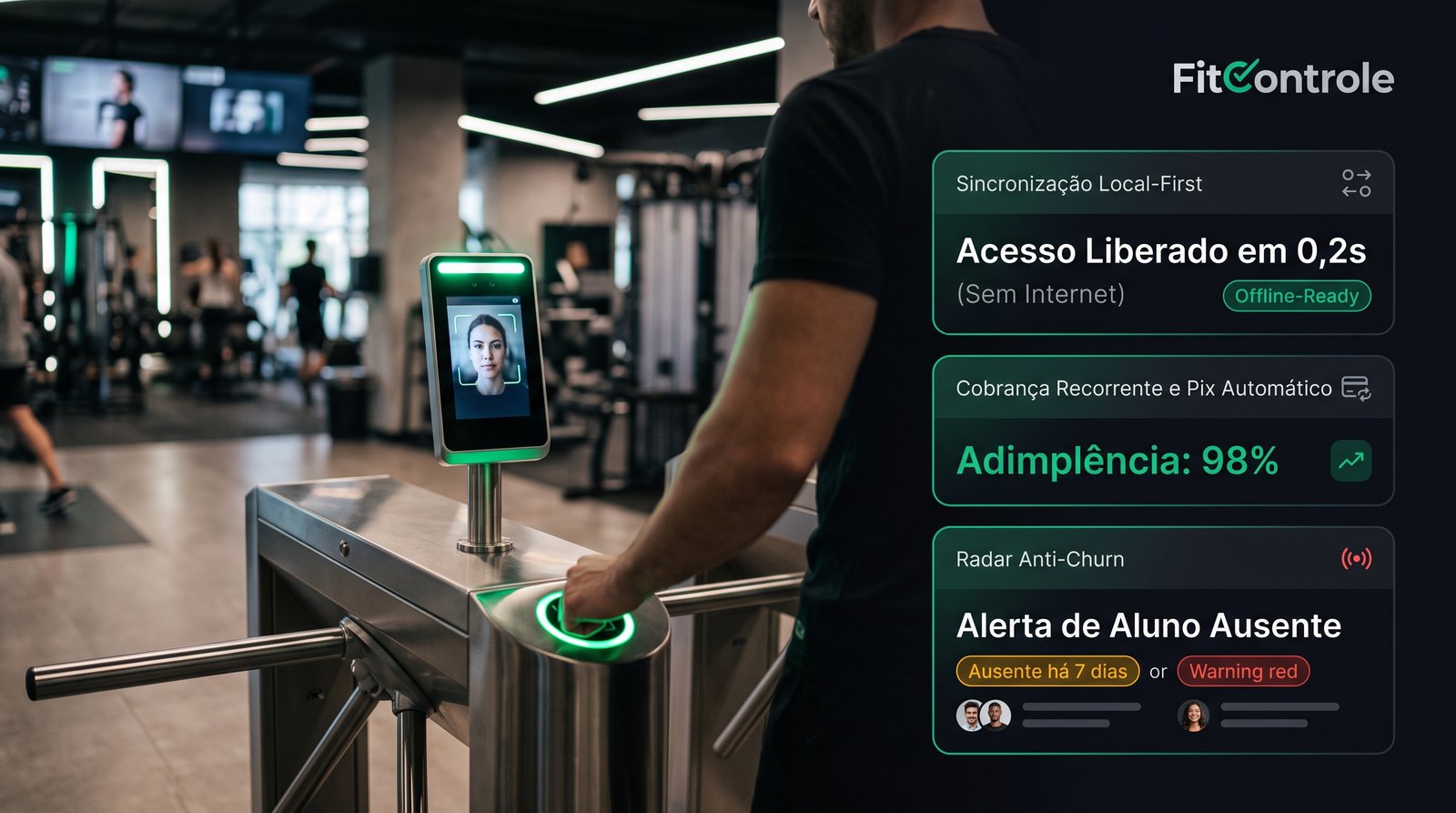 Controle de Acesso Local-First e Retenção de Alunos FitControle